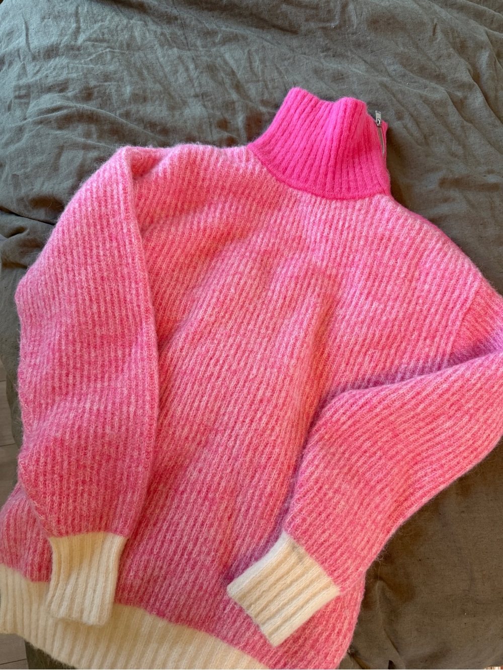 Ganni Pink Alpaca & Wool Turtleneck Sweater